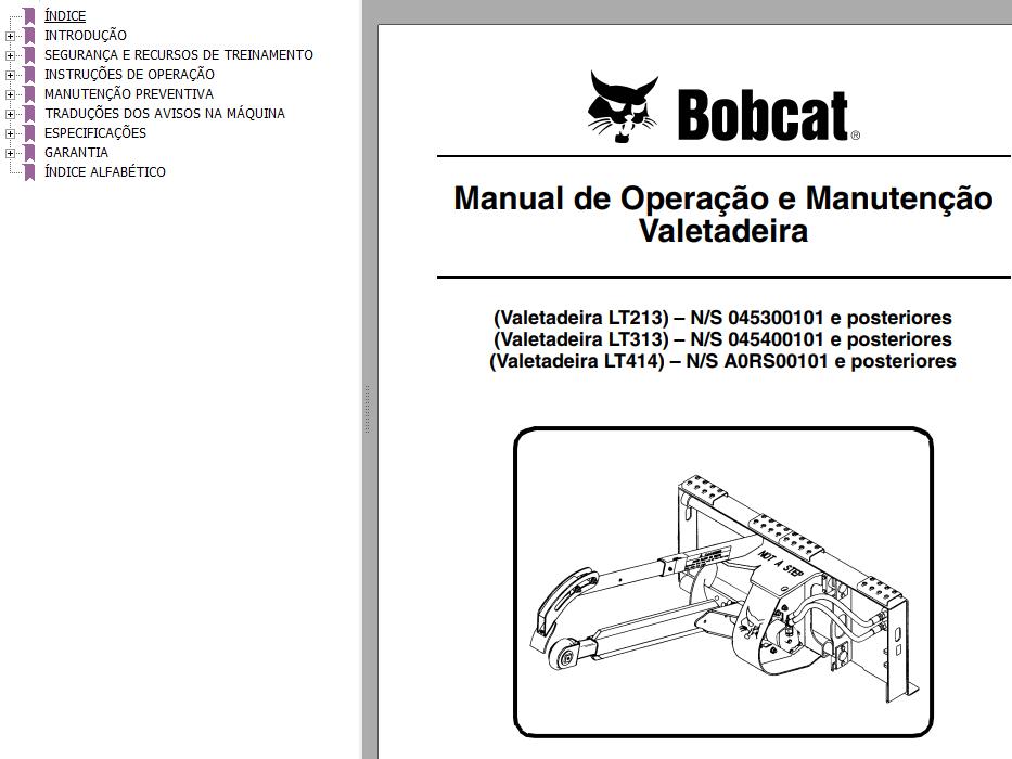 Bobcat Trencher LT213 LT313 LT414 Operation Maintenance Manual 6902546 PT