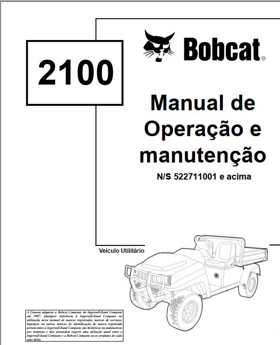 Bobcat Utility 2100 Operation Maintenance Manual 6901986 PT