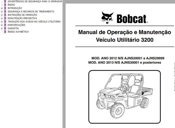 Bobcat Utility 3200 Operation Maintenance Manual PT