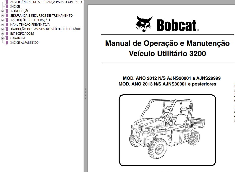 Bobcat Utility 3200 Operation Maintenance Manual PT