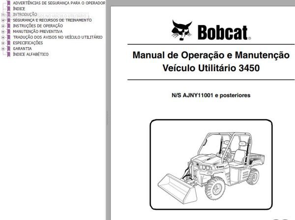 Bobcat Utility 3450 Operation Maintenance Manual PT
