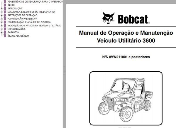 Bobcat Utility 3600 Operation Maintenance Manual PT