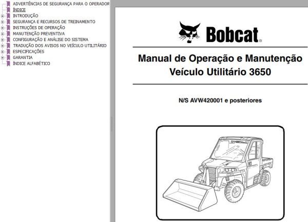 Bobcat Utility 3650 Operation Maintenance Manual PT
