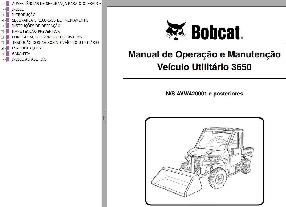 Bobcat Utility 3650 Operation Maintenance Manual PT
