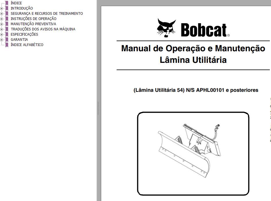 Bobcat Utility Blade 54 Operation Maintenance Manual 6990065 PT