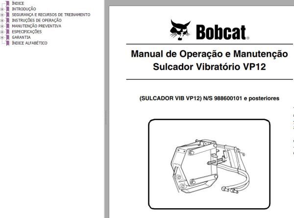 Bobcat Vibratory Plow VP12 Operation Maintenance Manual 6902574 PT