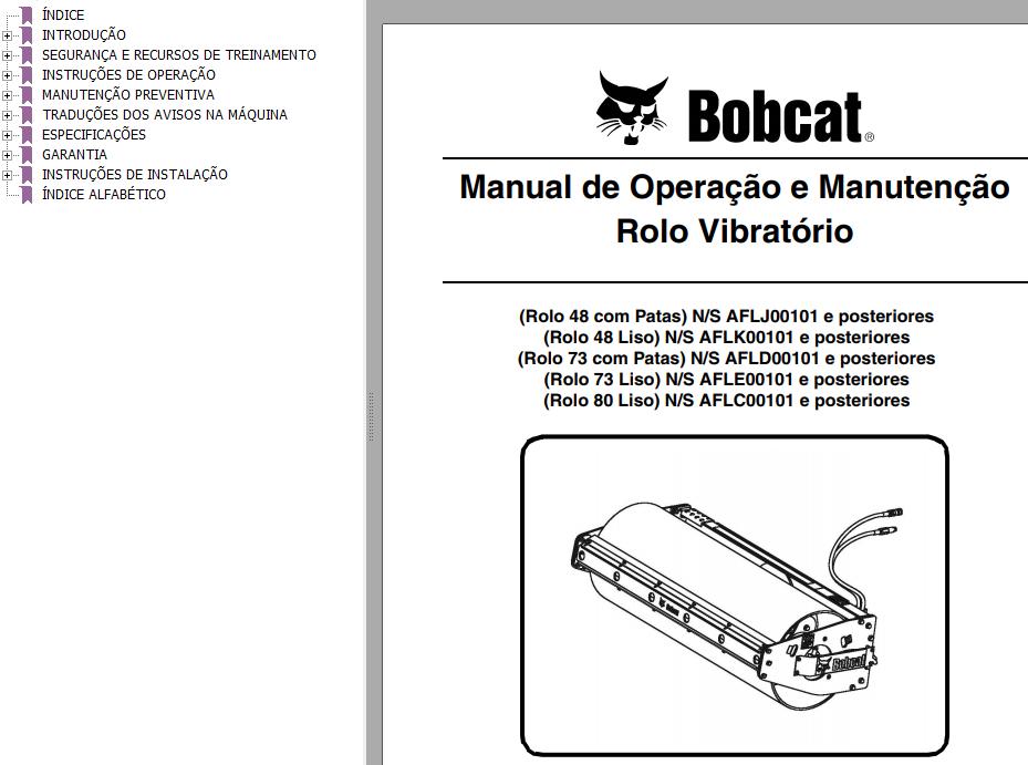 Bobcat Vibratory Roller 48 73 80 Operation Maintenance Manual 6987312 PT