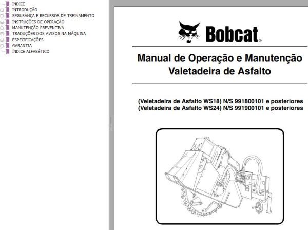 Bobcat Wheel Saw WS18 WS24 Operation Maintenance Manual 6901047 PT