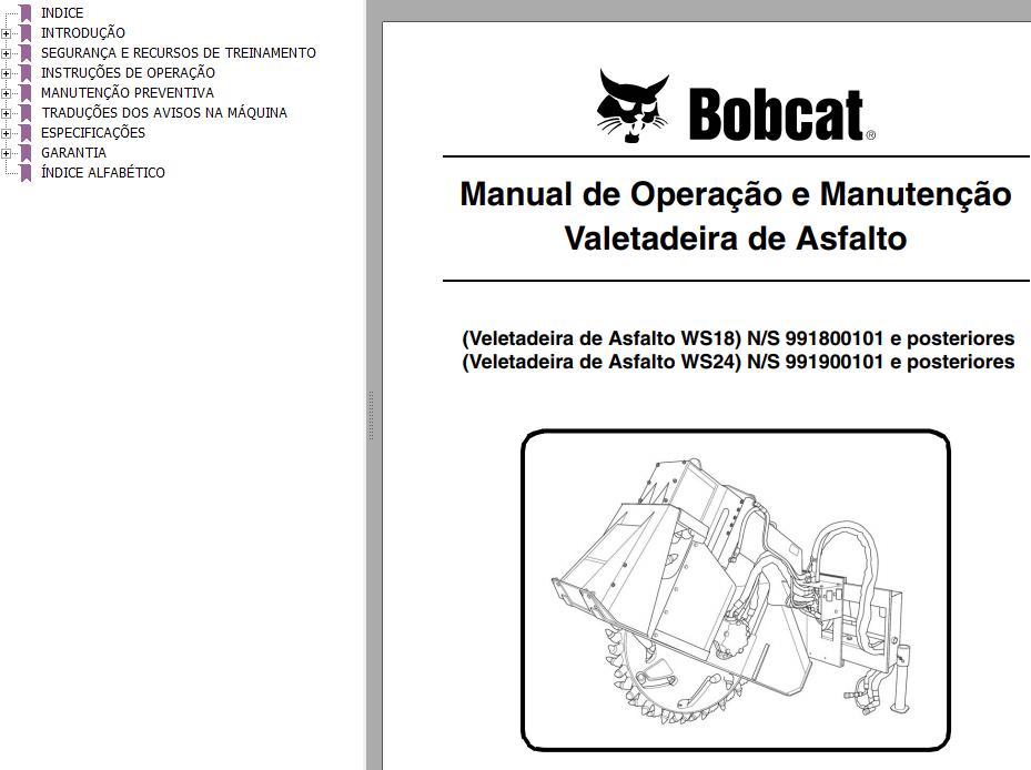Bobcat Wheel Saw WS18 WS24 Operation Maintenance Manual 6901047 PT