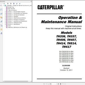 CAT Telehandler TH336 Flash Files Service Manual Parts Manual Operation And Maintenance Manual 1