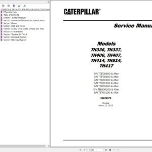 CAT Telehandler TH337 Service Manual