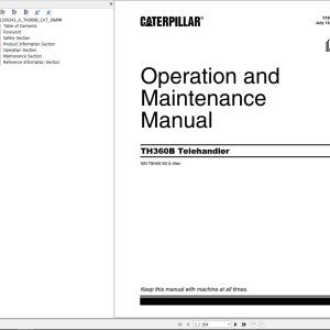 CAT Telehandler TH360B Flash Files Parts Manual Service Manual Operation And Maintenance Manual