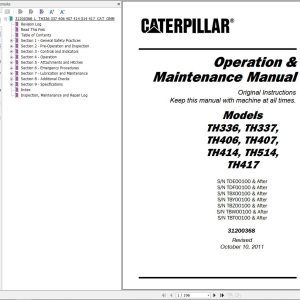 CAT Telehandler TH406 Operation And Maintenance Manual