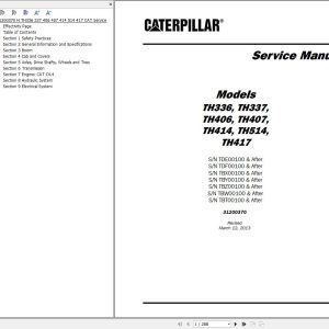 CAT Telehandler TH406 Service Manual
