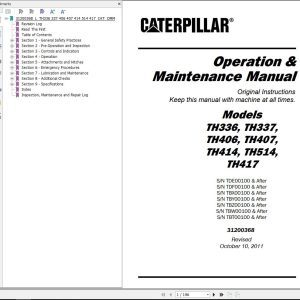 CAT Telehandler TH407 Operation And Maintenance Manual