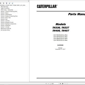 CAT Telehandler TH407 Parts Manual