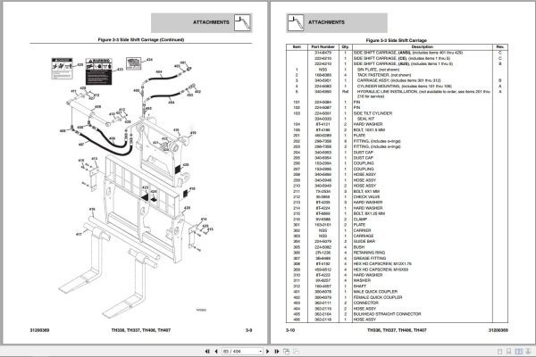 CAT Telehandler TH407 Parts Manual 1