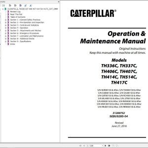 CAT Telehandler TH407C Operation And Maintenance Manual