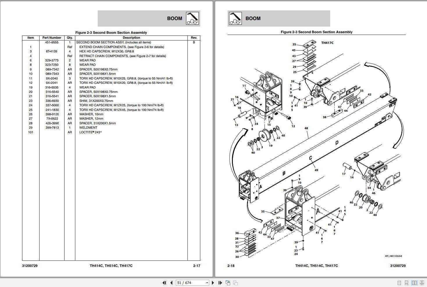 CAT Telehandler TH417C Parts Manual