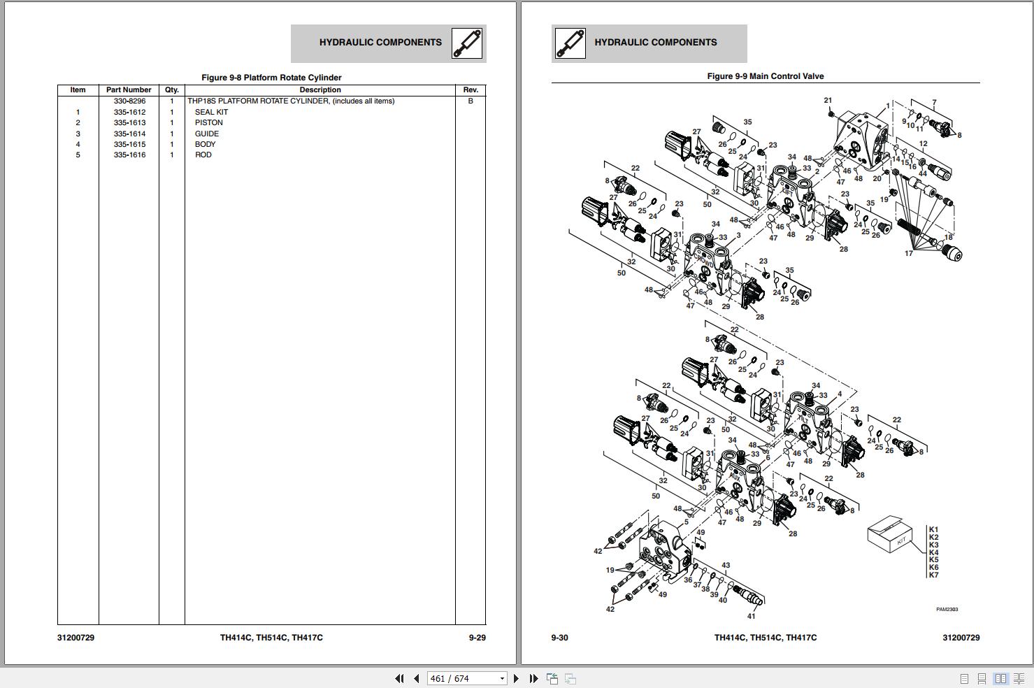CAT Telehandler TH514C Parts Manual