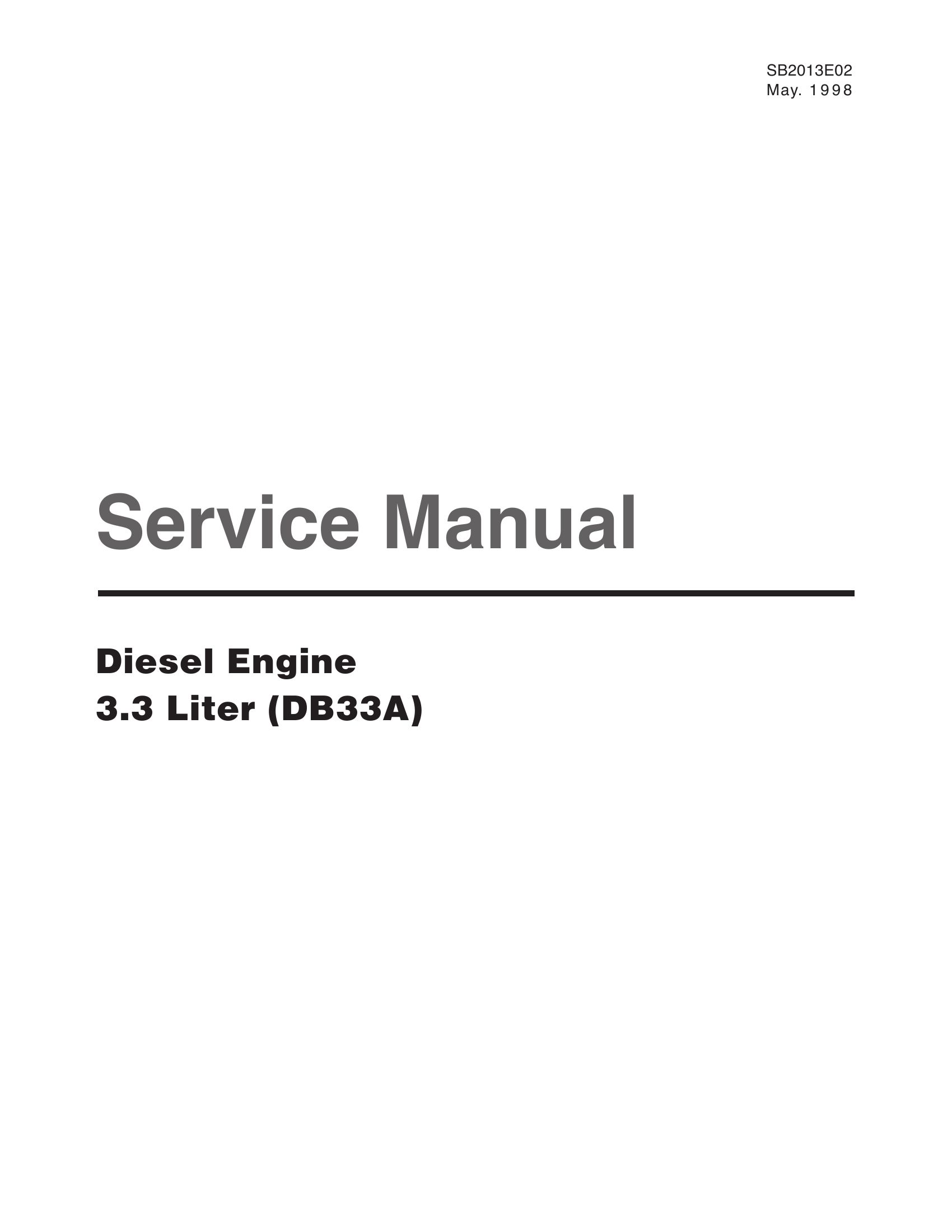 Daewoo Diesel Engine DB33A Service Manual SB2013E02