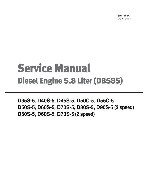 Daewoo Diesel Engine DB58S Service Manual SB4118E01