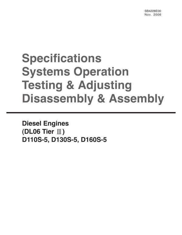 Daewoo Diesel Engine DL06 Service Manuals SB4228E00