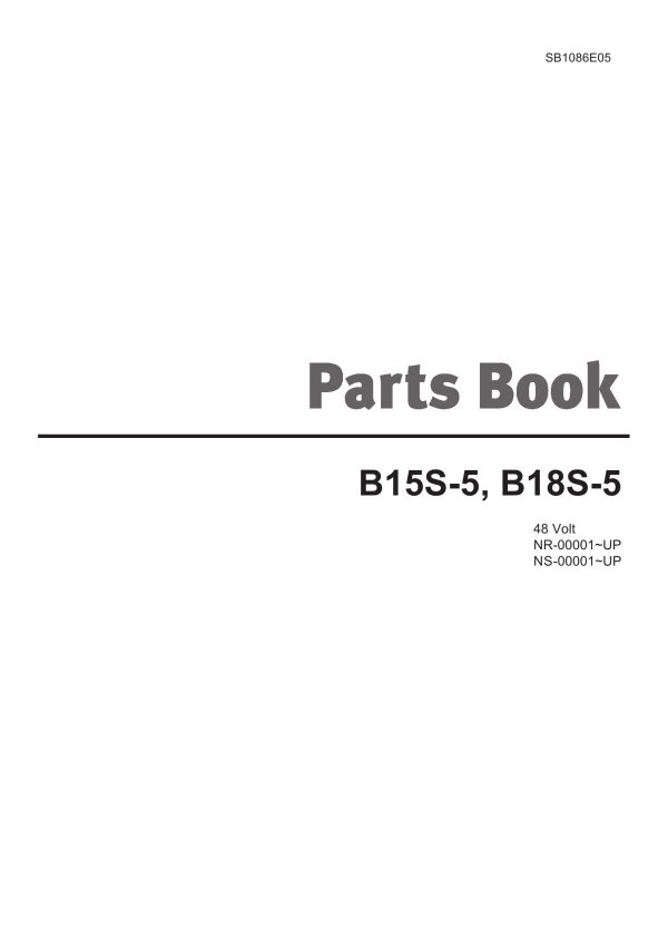 Daewoo Forklift B15S 5 B18S 5 Parts Book SB1086E05