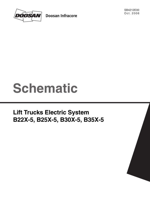 Daewoo Forklift B22X 5 to B35X 5 Electric Schematic SB4212E00