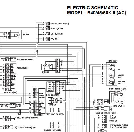 Daewoo Forklift B40X 5 to B50X 5 Electric Schematic SB4308E00 1
