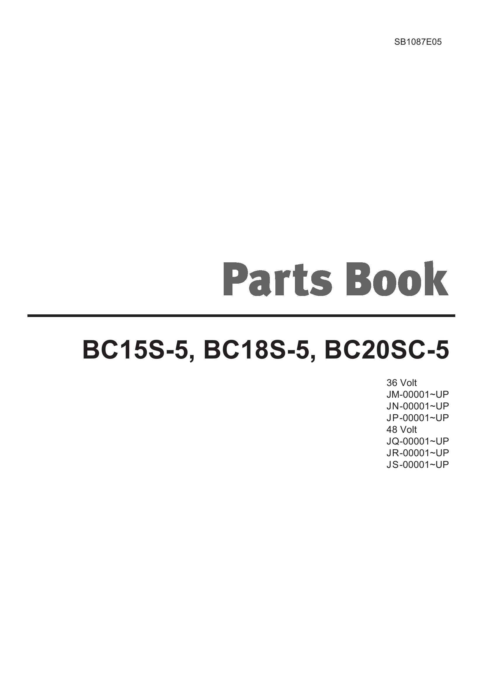 Daewoo Forklift BC15S 5 to BC20SC 5 Parts Book SB1087E05