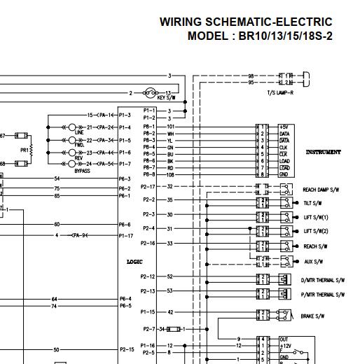 Daewoo Forklift BR10S 2 to BR18S 2 Electric Schematic SB2118E02