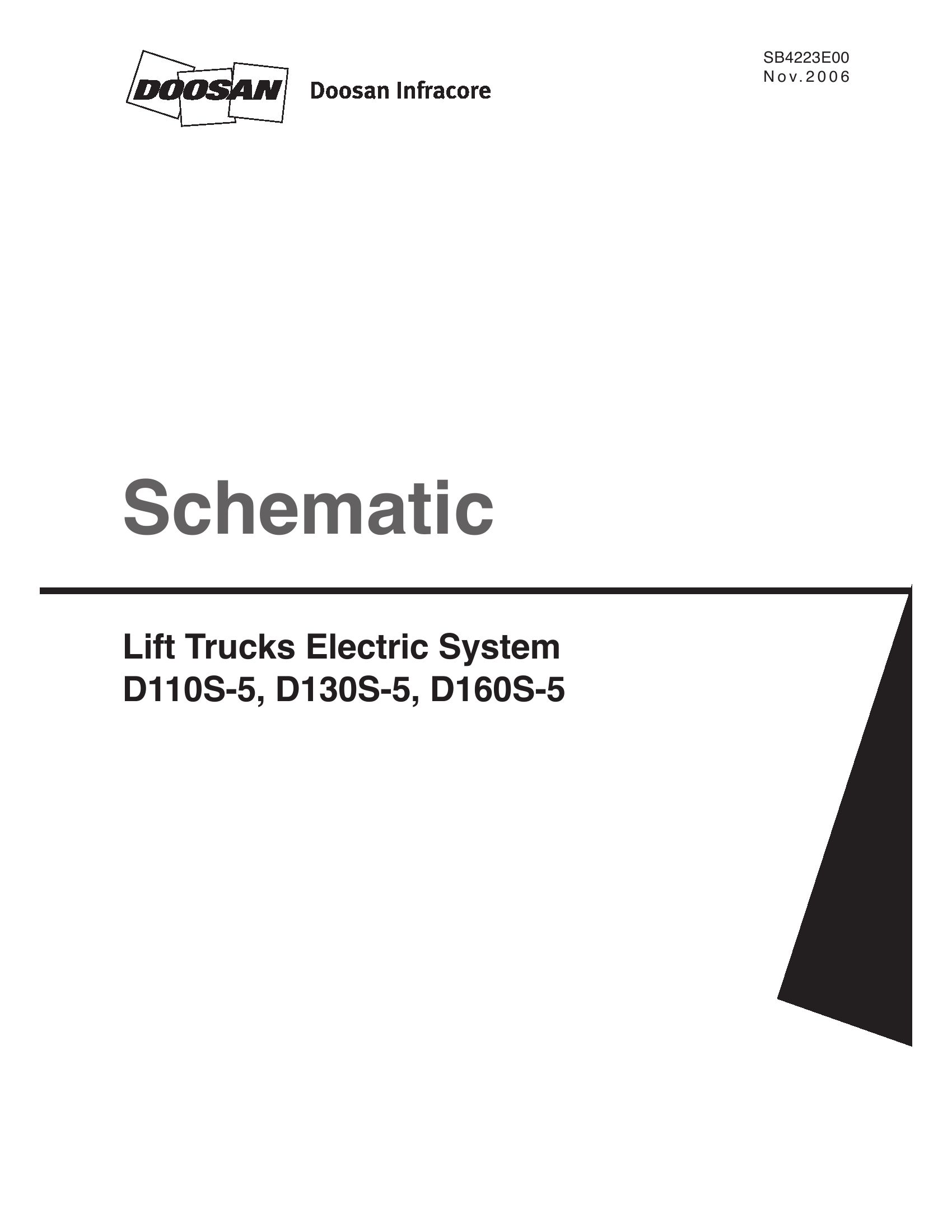 Daewoo Forklift D110S 5 to D160S 5 Electric Schematic SB4223E00