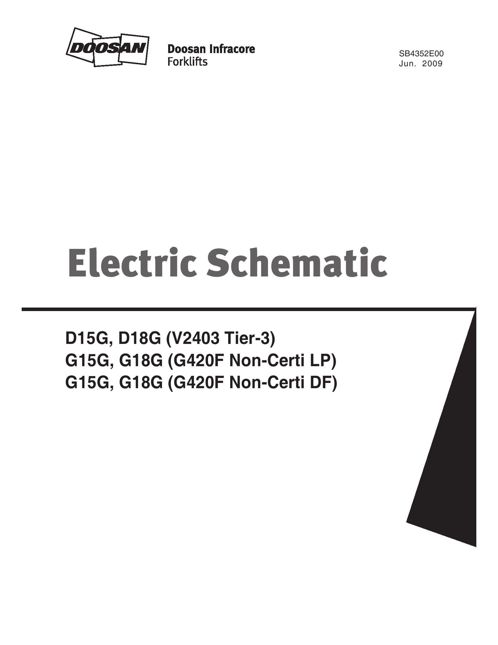 Daewoo Forklift D15G to G18G Electric Schematic SB4352E00
