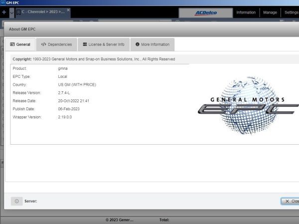 General Motors GMNA EPC 02.2023 Spare Parts Catalog VMWare 1