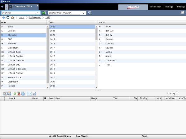 General Motors GMNA EPC 02.2023 Spare Parts Catalog VMWare 2