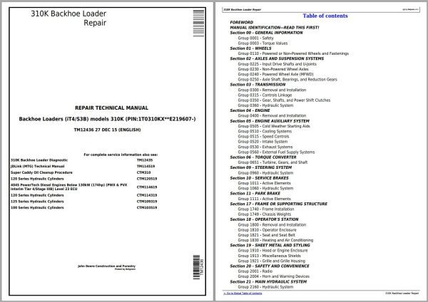 John Deere Backhoe Loader 310K Repair Technical Manual 1