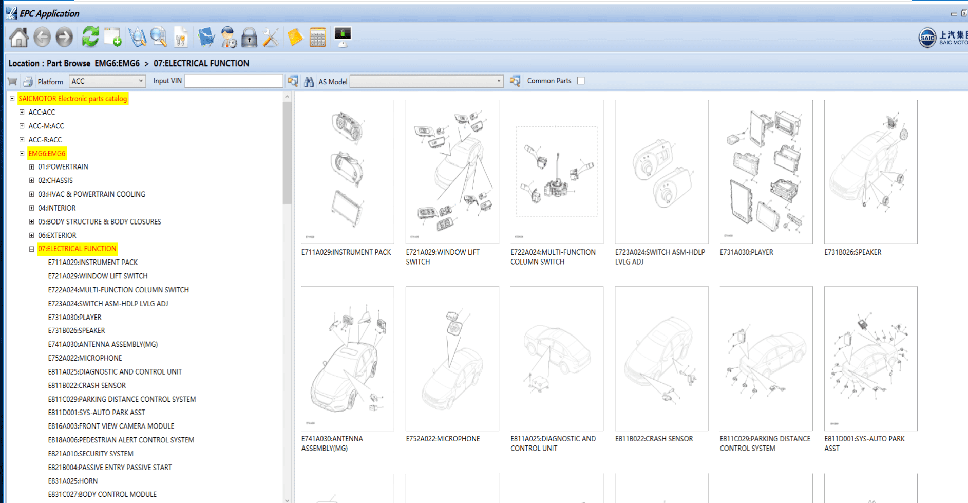 SAIC Spare Parts Program MOTOR EPC 01.2023 Electronic How To Install