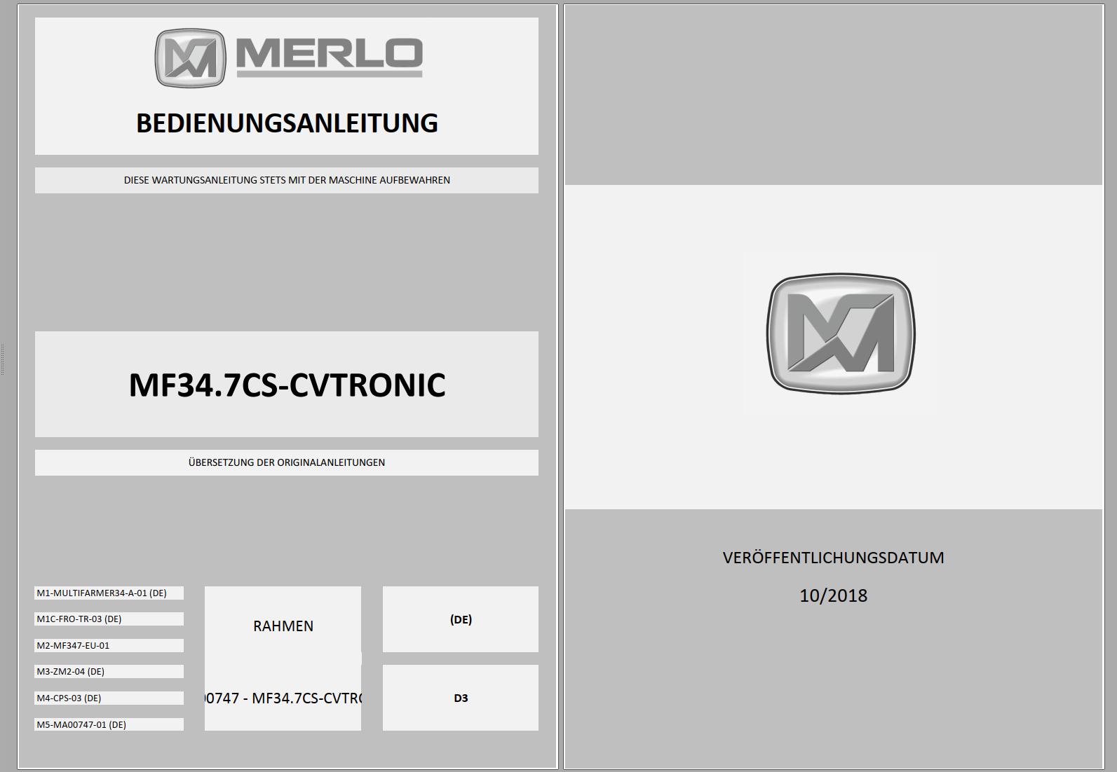 003 Merlo Multifarmer MF34.7 MF34.9 Service Manuals DE