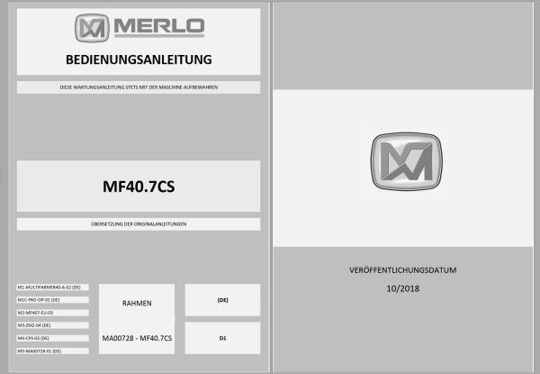 004 Merlo Multifarmer MF40.7CS MF40.9CS Service Manuals DE