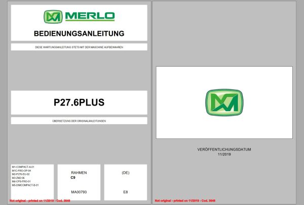 011 Merlo Panoramic P27.6 PLUS TOP Service Manuals DE