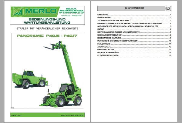 014 Merlo Panoramic P40.16 P40.17 P40.16K P40.17K Service Manuals DE