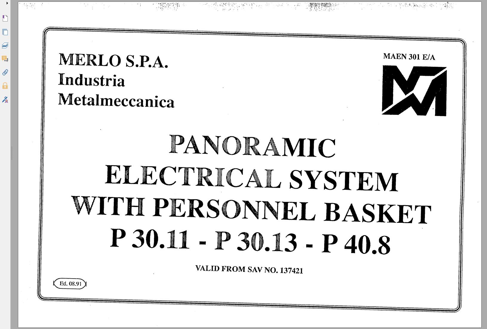 019 Merlo Panoramic XS Driver Train Manual Hydraulic Electrical Diagram DE