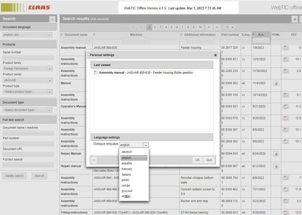 CLAAS WebTIC Offline EN 02.2023 Operator Manual Repair Manual Service Documentation EN DVD 5