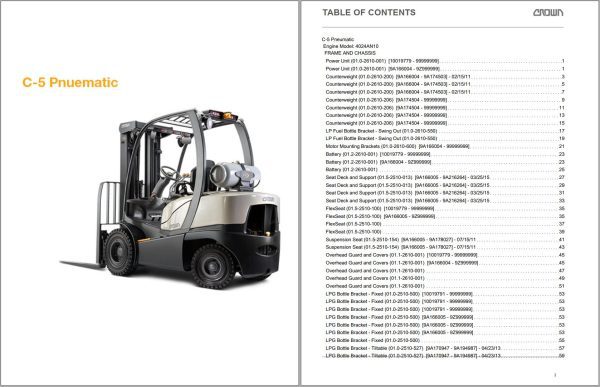Crown IC C 5 Pneumatic Engine 4024AN20 Parts Service Manual