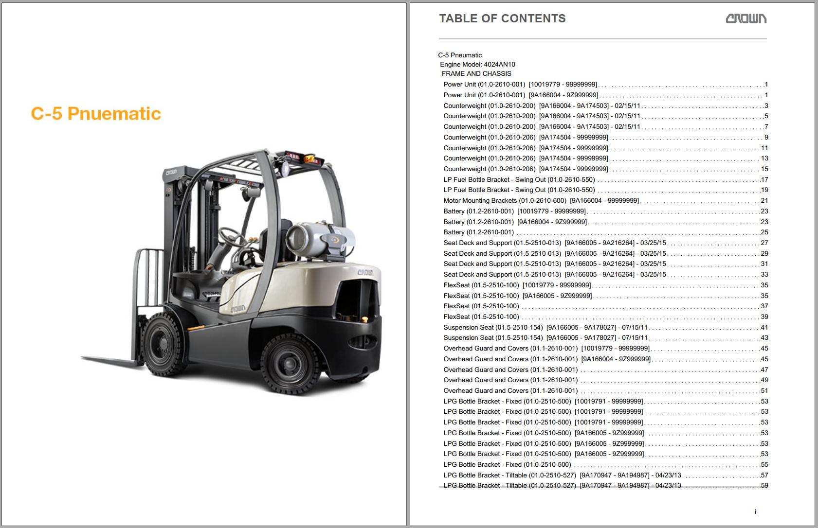 Crown IC C 5 Pneumatic Engine 4024AN25 Parts Service Manual