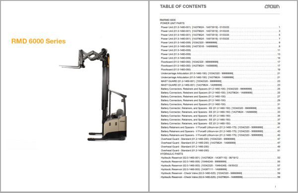 Crown Reach RM RMD 6000 Parts Catalog Service Manual EN FR