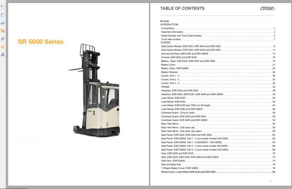 Crown Reach SR 5000 Parts Catalog