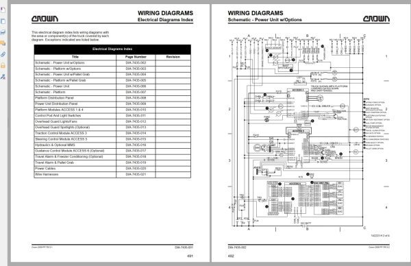 Crown Stock Picker SP 3570 4 Wheel Parts Catalog Service Manual 1
