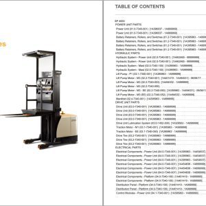 Crown Stock Picker SP 4000 Parts Catalog Service Manual